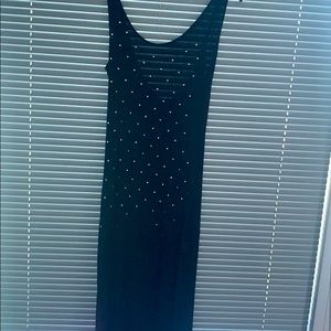 Floor length black studded tank dress